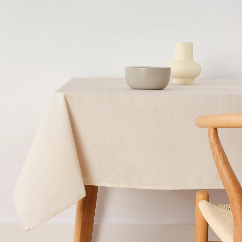 BELUM | Stain Resistant Tablecloth Size 300 x 140 cm - Extra Soft Touch Tablecloth Light Beige - Tablecloth 100% Made in Spain Fabric 100% Organic Cotton - Plain Model Tablecloth