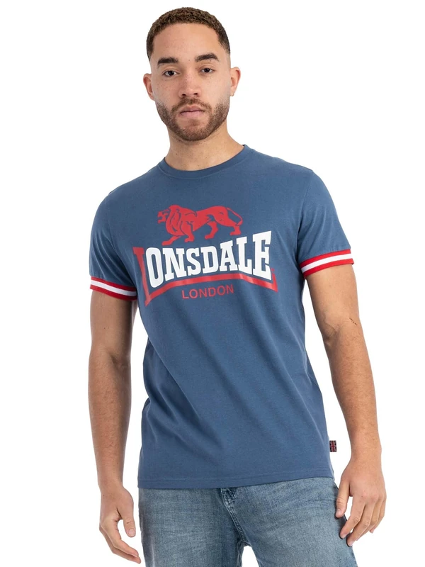 Lonsdale Men's T-Shirt Regular Fit Kergord, Navy/Red/White, S