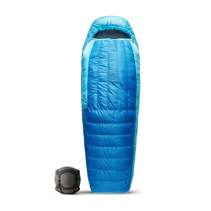 Sea to Summit - Trek Down Sleeping Bag Regular(-9°C) - Mummy Shaped - Full Length - 650+ Loft Ultra-Dry Down - 2 Season - Zip Coupling - For All Outdoor Activities - Blue - 1436g