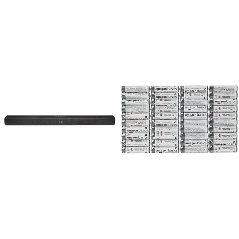 Denon DHT-S216 Soundbar for Surround Sound System, Bluetooth, with Built-in Subwoofers, Dolby Digital & Amazon Basics AAA Alkaline Batteries, Industrial Triple A, 5-Year Shelf Life, 40-Pack