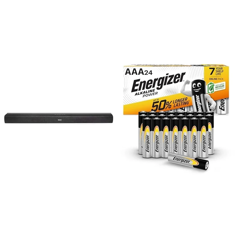 Denon DHT-S216 Soundbar for Surround Sound System, Bluetooth, with Built-in Subwoofers & Energizer AAA Batteries, Alkaline Power, 24 Pack, Triple A Battery Pack - Amazon Exclusive