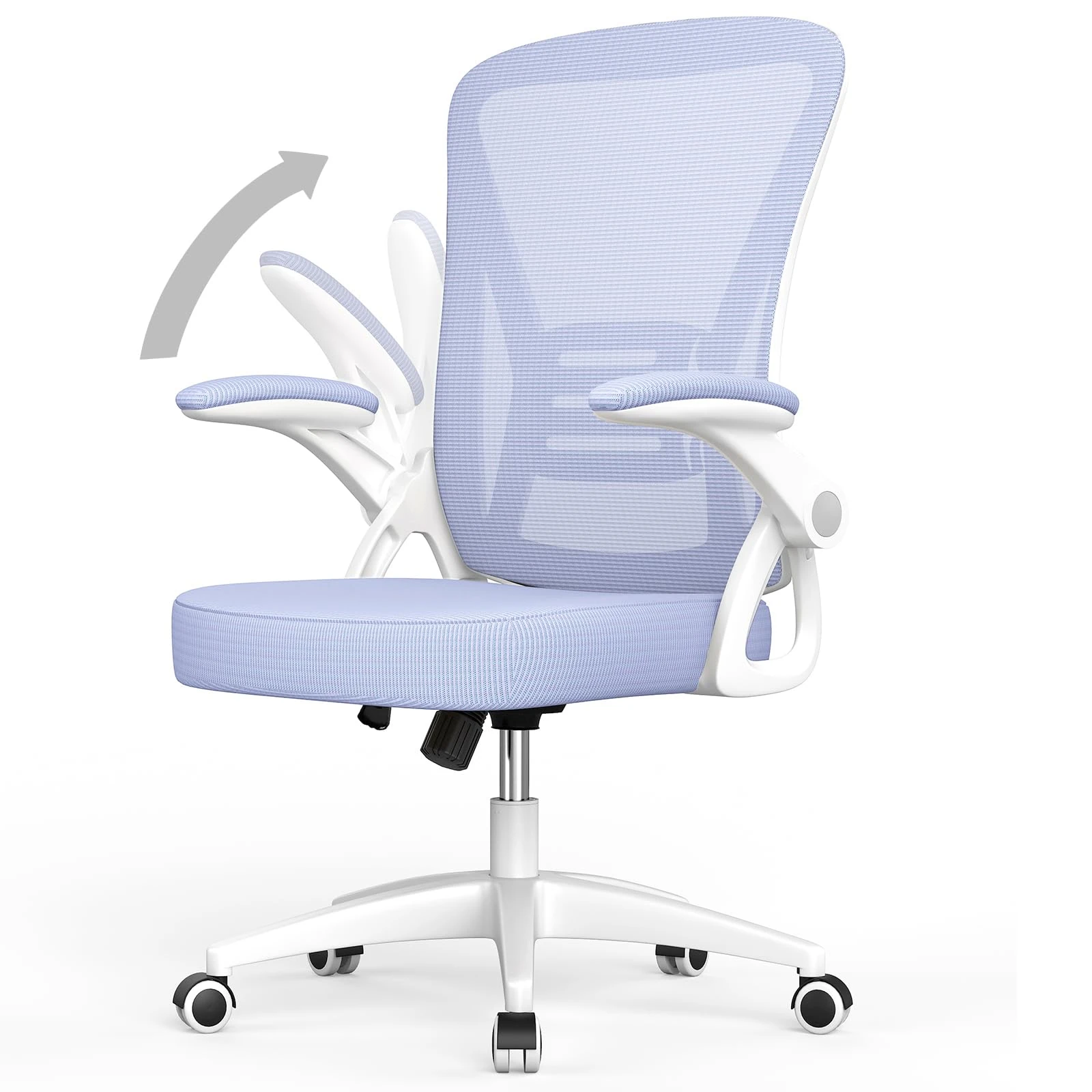 rattantree Office Chair, Mid Back Ergonomic Desk Chair with Flip-up Armrest, Computer Swivel Chair with Back Support, Adjustable Conference Executive Manager for Home/Office Use-Purple