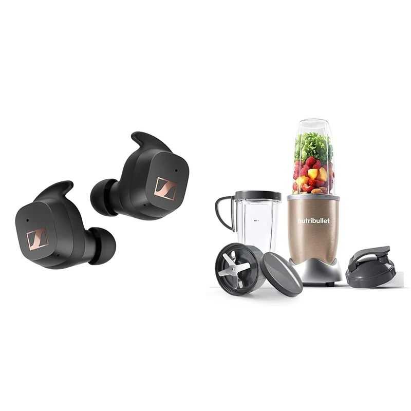 Sennheiser SPORT True Wireless Earbuds - Bluetooth In-Ear Headphones for Active Lifestyles & NutriBullet NBLP9 900W Blender Champagne Multi-Function Cold Beverage Smoothie Maker- 2 Cup Sizes
