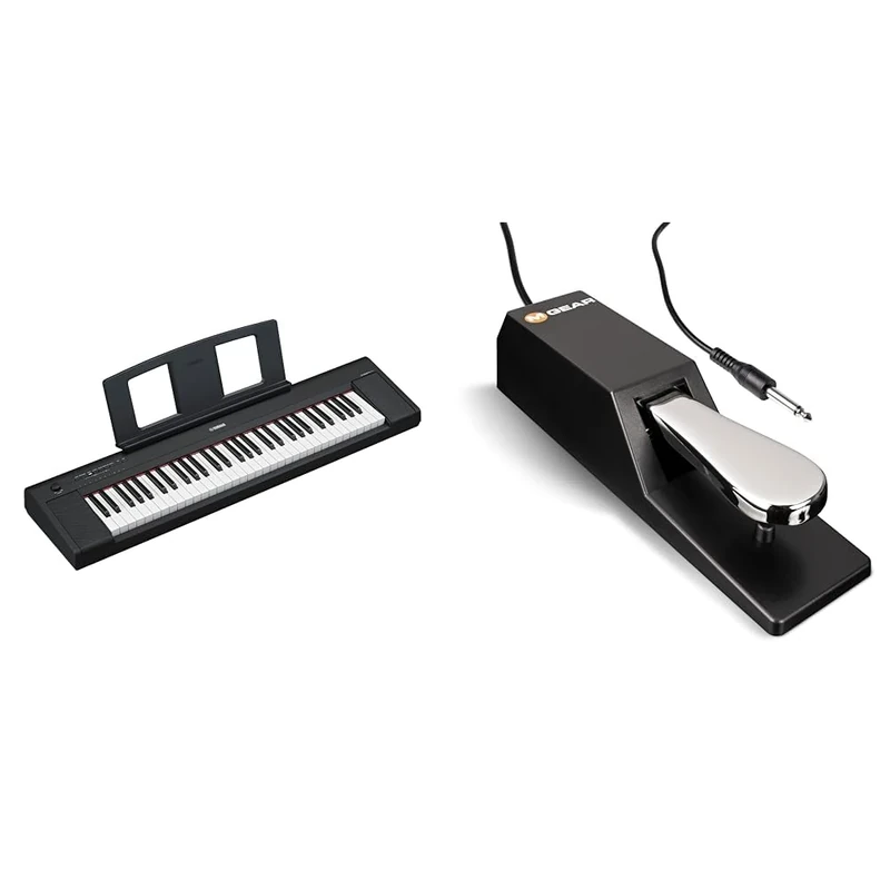Yamaha NP-15 Piaggero Digital Keyboard with 61 Touch Sensitive Keys and 15 Instrumental Voices & M-Audio SP-2 - Universal Sustain Pedal with Piano Style Action, The Ideal Accessory