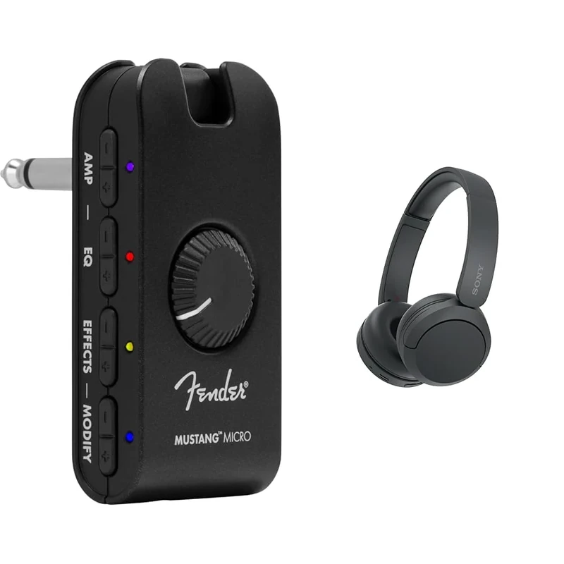 Fender Mustang Micro Amplifier - The Ultimate All-In-One Personal Headphone Amplifier & Sony WH-CH520 | Cuffie Wireless, Connessione Multipoint, con Microfono
