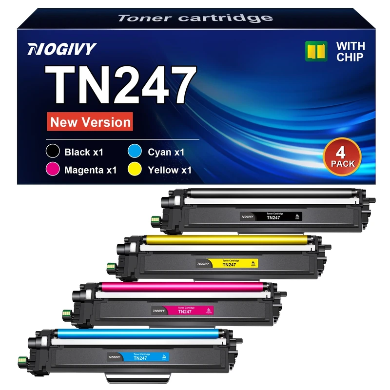 NOGIVY TN247 TN-243CMYK Toner Compatible with Brother TN243CMYK TN-247 for Toner Brother MFC L3750CDW DCP-L3550CDW MFC-L3750CDW HL-L3210CW MFC-L3770CDW HL-L3270CDW (Black Cyan Yellow Magenta, Pack of