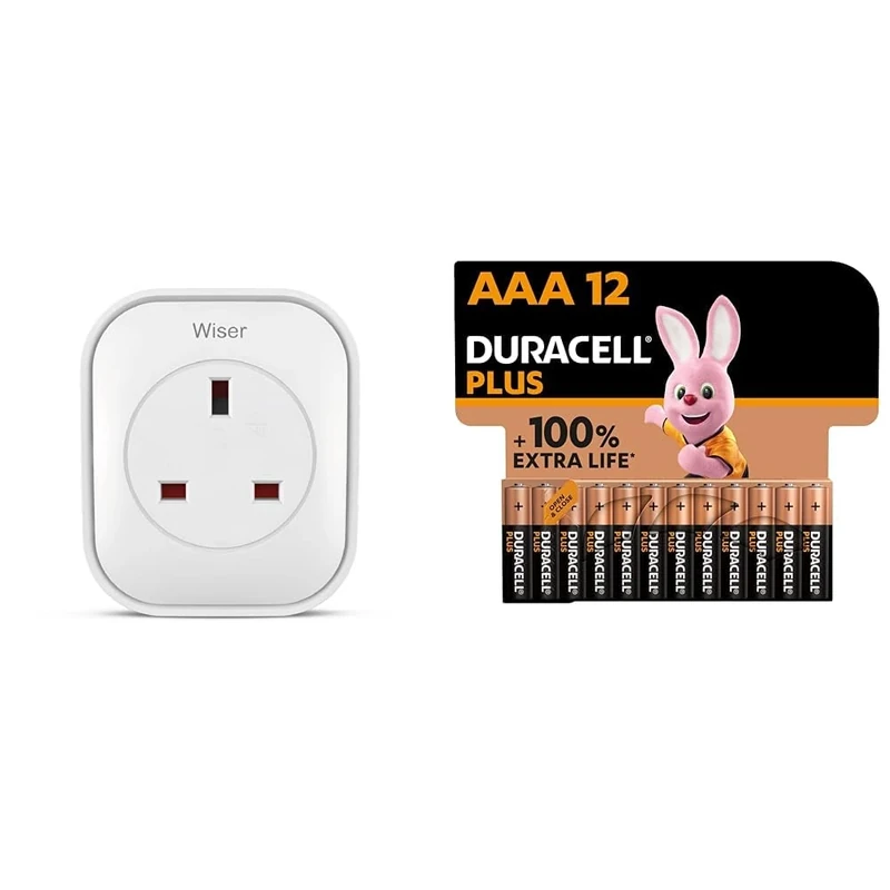 Drayton Wiser Smart Plug & Smart Heating System Range Extender - Works with Amazon Alexa & Duracell Plus AAA Batteries (12 Pack) - Alkaline 1.5V - Up To 100% Extra Life
