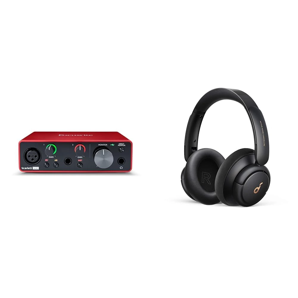 Focusrite Scarlett Solo 3rd Gen USB Audio Interface, The Guitarist, Vocalist, Podcaster Or Producer & soundcore by Anker Q30 Hybrid Active Noise Cancelling Headphones with Multiple Modes
