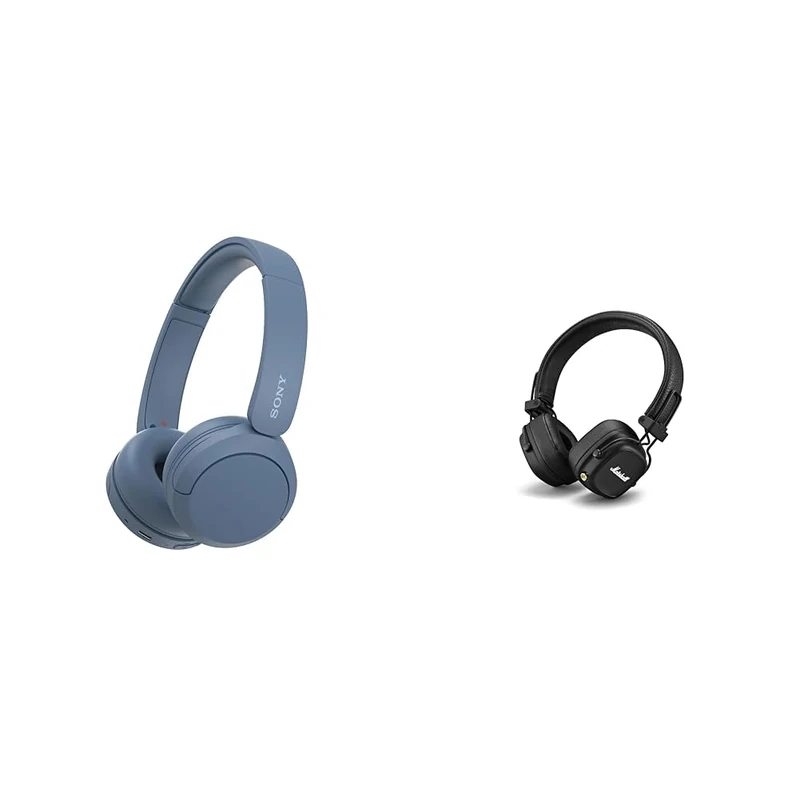 Sony WH-CH520 Wireless Bluetooth Headphones - up to 50 Hours Battery Life with Quick Charge & Marshall Major IV On Ear Bluetooth Headphones, Wireless Earphones, Foldable, 80+ Hours