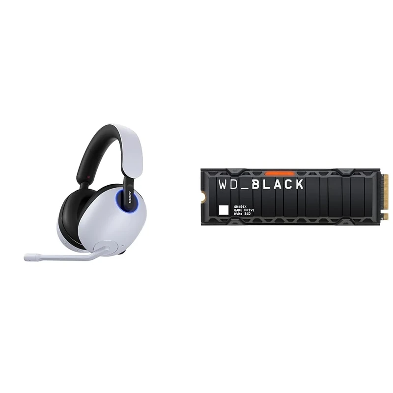 Sony INZONE H9 Noise Cancelling Wireless Gaming Headset - 360 Spatial Sound for Gaming - 32 hours battery life & WD_BLACK SN850X 2TB M.2 2280 Game Drive with Heatsink PCIe Gen4 NVMe up to 7300 MB/s