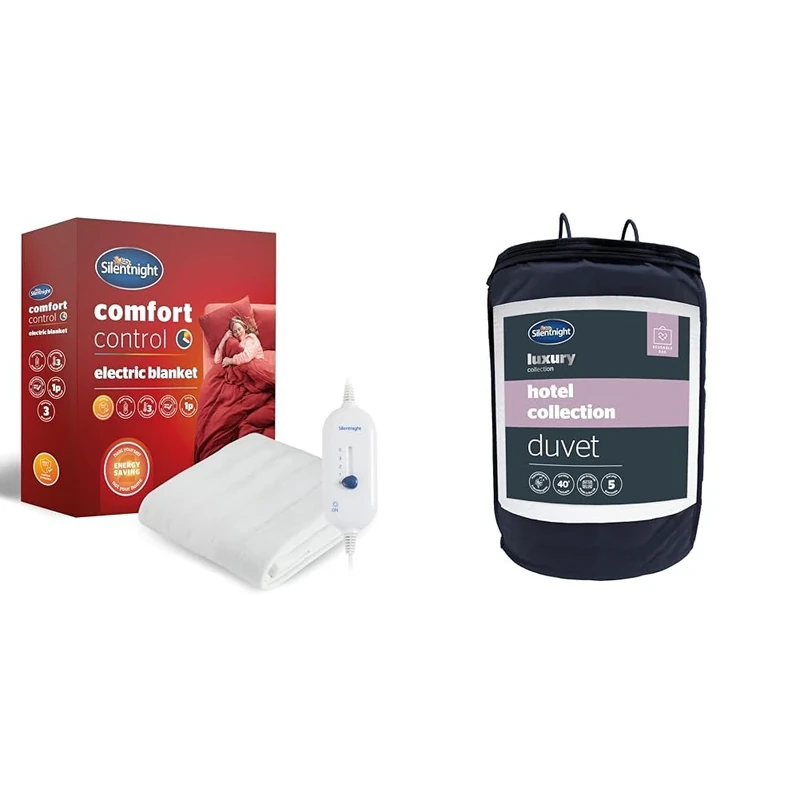 Silentnight Comfort Control Electric Blanket - Heated Electric Fitted Underblanket & Hotel Collection Double Duvet – 10.5 Tog Luxury Duvet Ideal for All Seasons