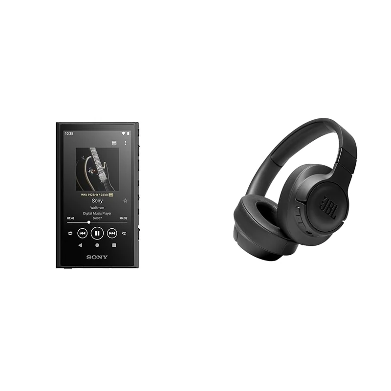 Sony Walkman NW-A306 Touchscreen MP3 Player - 32GB, Black & JBL Tune 760NC Wired and Wireless Over-Ear Headphones with Built-In Microphone, Active Noise Cancelling and Hands-Free Controls, in Black