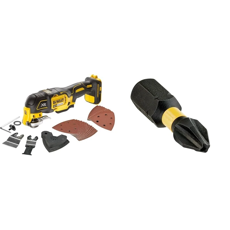 DEWALT DCS355N-XJ Oscillating Multi-Tool 18V Li-Ion Cordless Brushless Battery Powered, Large & DT7994TQZ 25 mm PH2 IR Torsion Bits (Pack of 5)