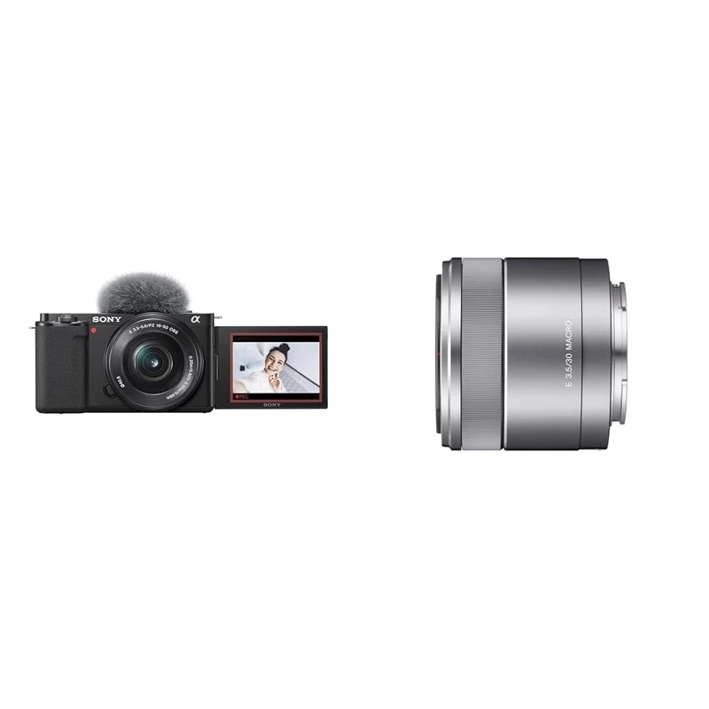 Sony Alpha ZV-E10Vlog Camera with 16-50mm Power Zoom Lens, Black - Includes SEL30M35 APS-C 30mm F3.5 Macro Lens