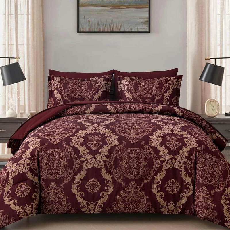 Comforter Set, Soft Microfiber Comforter Bedding Sets with Bed Sheets -Comforter, Flat Sheet, Fitted Sheet, Pillow Shams, Pillowcases YS01AB090730Q7U-A