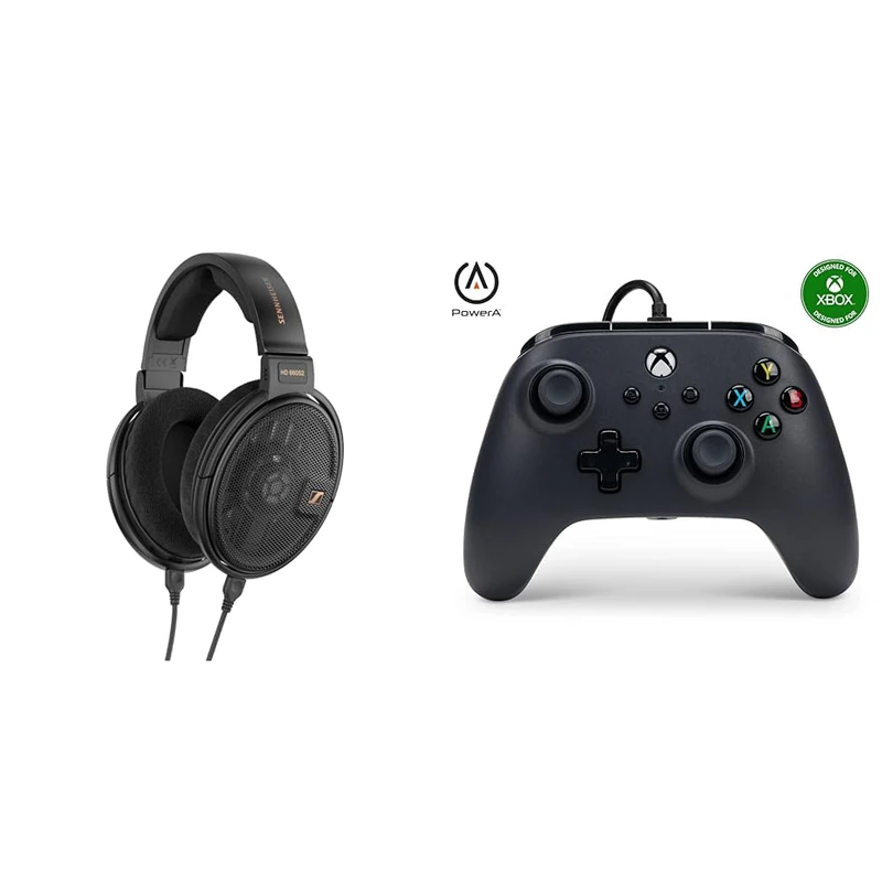 Sennheiser HD 660S2 Wired Audiophile Stereo Headphones with Deep Sub Bass, Optimized Surround & PowerA Wired Controller For Xbox Series X|S - Black, Gamepad, Video Game Controller