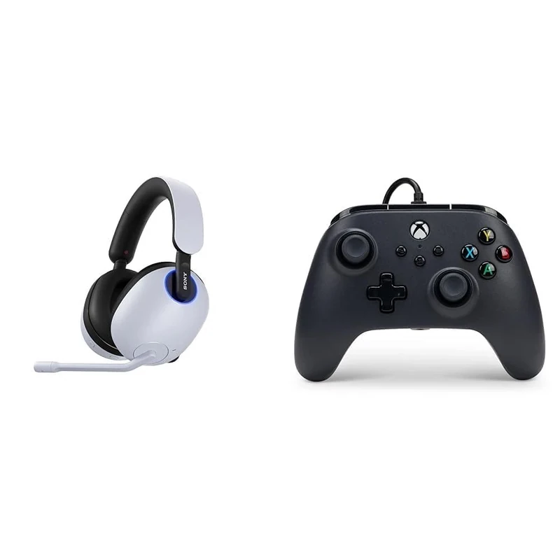 Sony INZONE H9 Noise Cancelling Wireless Gaming Headset - 360 Spatial Sound for Gaming & PowerA Wired Controller For Xbox Series X|S - Black, Gamepad, Video Game Controller