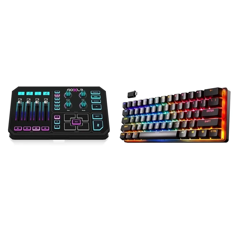 TC Helicon GoXLR Revolutionary Online Broadcaster Platform with 4-Channel Mixer, Motorized Faders & SteelSeries Apex Pro Mini HyperMagnetic Gaming Keyboard – World’s Fastest Keyboard - Image 1