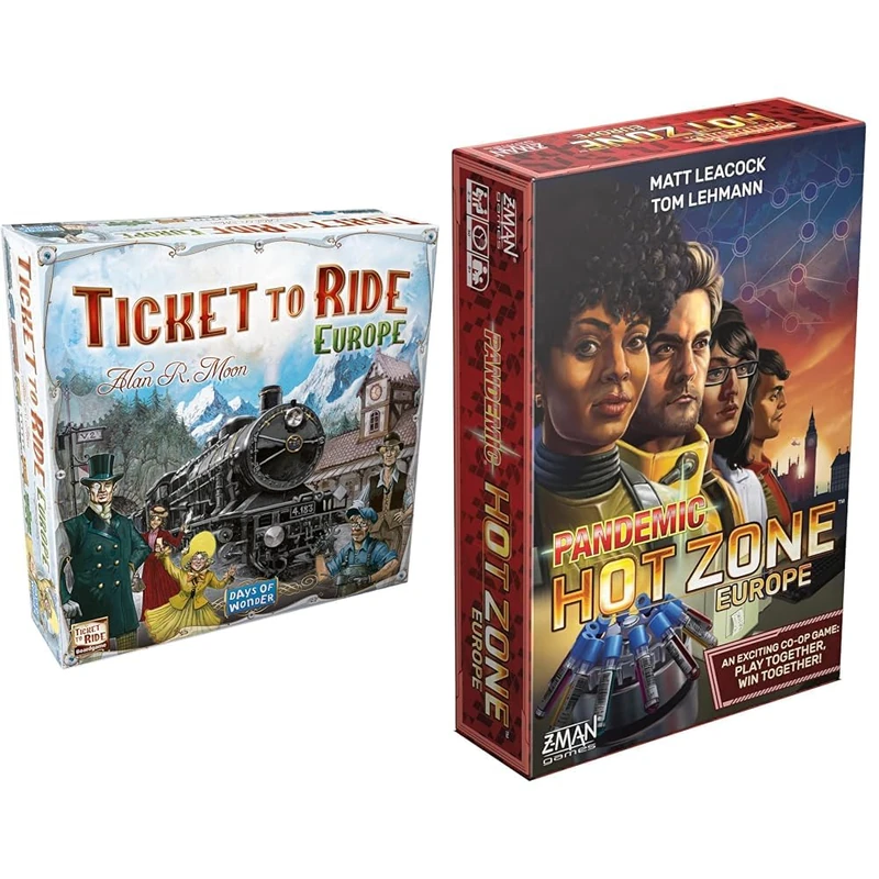 Days of Wonder | Ticket to Ride Europe Board Game | Ages 8+ | For 2 to 5 players & Z-Man Games | Pandemic Hot Zone Europe | Board Game | Ages 8+ | For 2 to 5 Players - Image 1