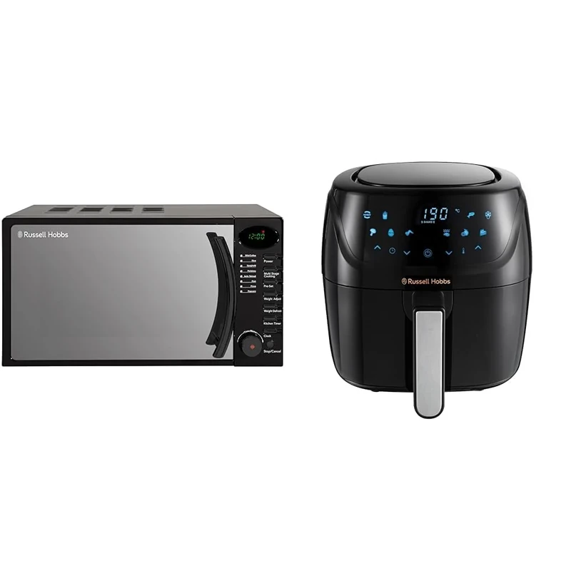 Russell Hobbs RHM1714B 17 Litre 700 W Black Digital Solo Microwave with 5 Power Levels & 4L Rapid Digital Air Fryer [7 Cooking Functions |10 Programs] Energy Saving