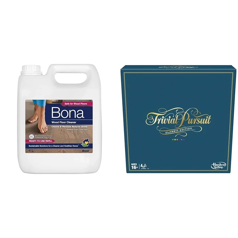 Bona Wood Floor Cleaner Liquid | Wooden Floor Cleaner | Robot Liquid | Suitable for Varnished or Hard-Waxed Wood Floors & Hasbro Gaming Trivial Pursuit Game, Classic Edition For 2-6 Players