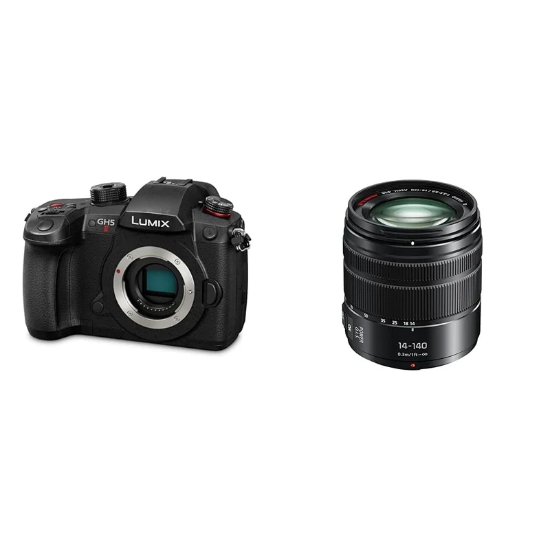 Panasonic LUMIX GH5M2 Mirrorless Camera with wireless live streaming - Black & LUMIX H-FSA14140E G Vario 14-140 mm Interchangeable Lens - Black