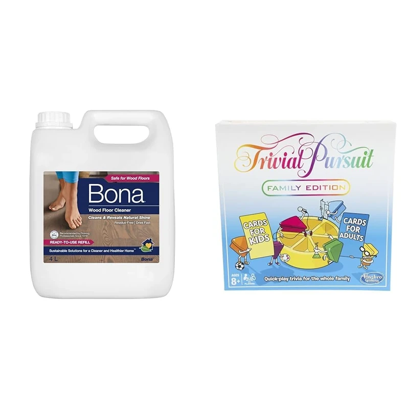 Bona Wood Floor Cleaner Liquid | Wooden Floor Cleaner | Robot Liquid | Suitable for Varnished or Hard-Waxed Wood Floors & Trivial Pursuit Game: Family Edition Board Game
