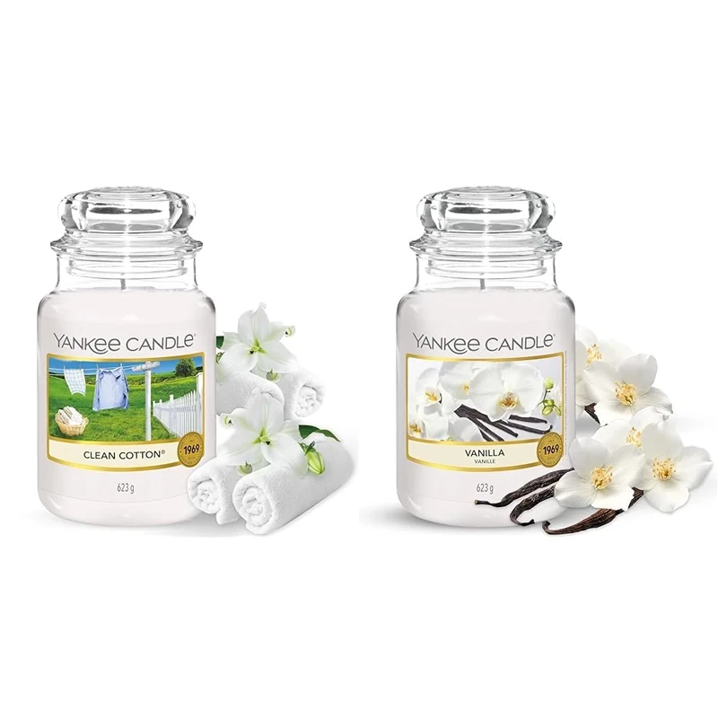 Yankee Candle Scented Candle | Clean Cotton Large Jar Candle | Long Burning Candles: up to 150 Hours & Scented Candle | Vanilla Large Jar Candle | Burn Time: Up to 150 Hours