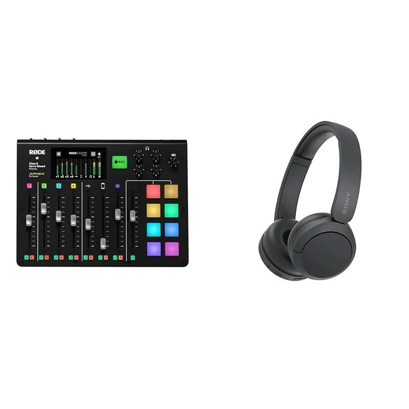 RØDE RØDECaster Pro All-in-One Production Solution for Podcasting, Streaming and Content Creation & Sony WH-CH520 | Cuffie Wireless, Connessione Multipoint, con Microfono