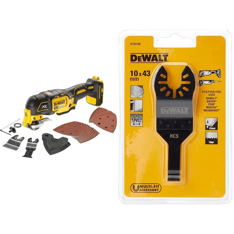 DEWALT DCS355N-XJ Oscillating Multi-Tool 18V Li-Ion Cordless Brushless Battery Powered, Large & DT20706-QZ DT20706-QZ-Hoja de Sierra para Madera blanda