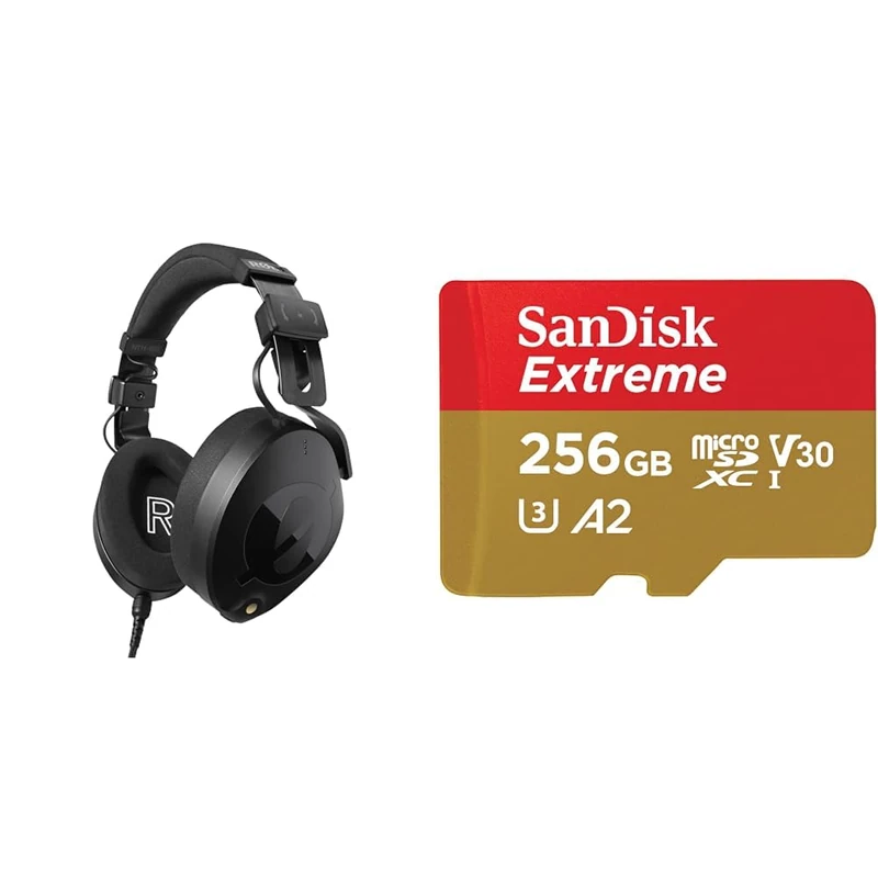 RØDE NTH-100 Professional Over-ear Headphones For Content Creation, Music Production & SanDisk 256GB Extreme microSDXC card + SD adapter + RescuePRO Deluxe, up to 190MB/s
