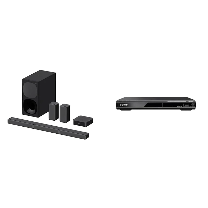 SONY HT-S40R - 5.1ch Soundbar with Subwoofer and Wireless Rear Speakers & DVPSR760H DVD Upgrade Player (HDMI, 1080 Pixel Upscaling, USB Connectivity), UK 3 Pin Plug, Black