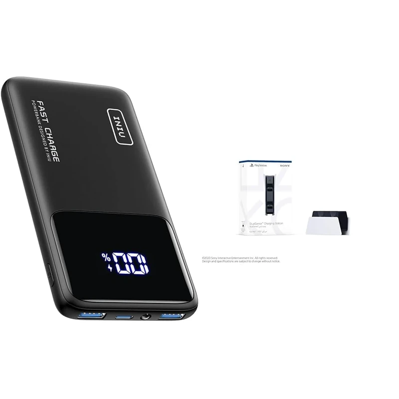 INIU Power Bank, 10000mAh Slimmest Fast Charging Portable Charger, 22.5W Mobile Phone Charger PD3.0 QC4.0, Powerbank USB C Input & Output Battery Pack & PlayStation 5 DualSense Charging Station - Image 1