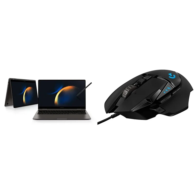 Samsung Galaxy Book3 360 Wi-Fi Laptop, 15.6 Inch, 13th gen Intel Core i5 Processor & Logitech G G502 HERO High Performance Wired Gaming Mouse, HERO 25K Sensor, 25,600 DPI, RGB