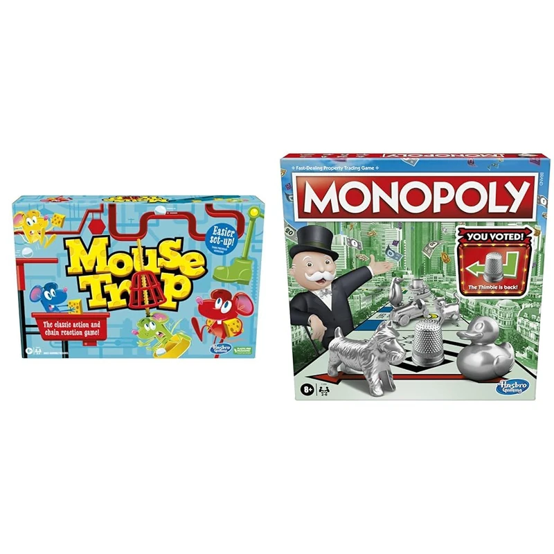 Hasbro Gaming Mouse Trap Board Game for Kids Ages 6 and Up, Classic Kids Game & Monopoly Game, Family Board Game for 2 to 6 Players, Monopoly Board Game for Kids Ages 8 and Up