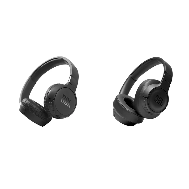 JBL Tune 660NC Wireless Over-Ear Bluetooth Headphones with active noise cancellation, in black & Tune 760NC Wired and Wireless Over-Ear Headphones with Built-In Microphone