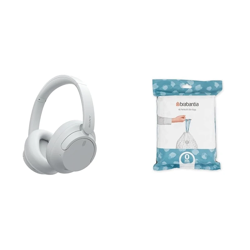 Sony WH-CH720N Noise Cancelling Wireless Bluetooth Headphones & Brabantia PerfectFit Bin Liners Thick Plastic Trash Bags with Tie Tape