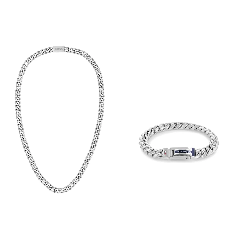 BOSS Jewelry Men's CHAIN LINK Collection Chain Necklace - 1580142 & Tommy Hilfiger Jewelry Men's Chain Bracelet Stainless steel - 2790433