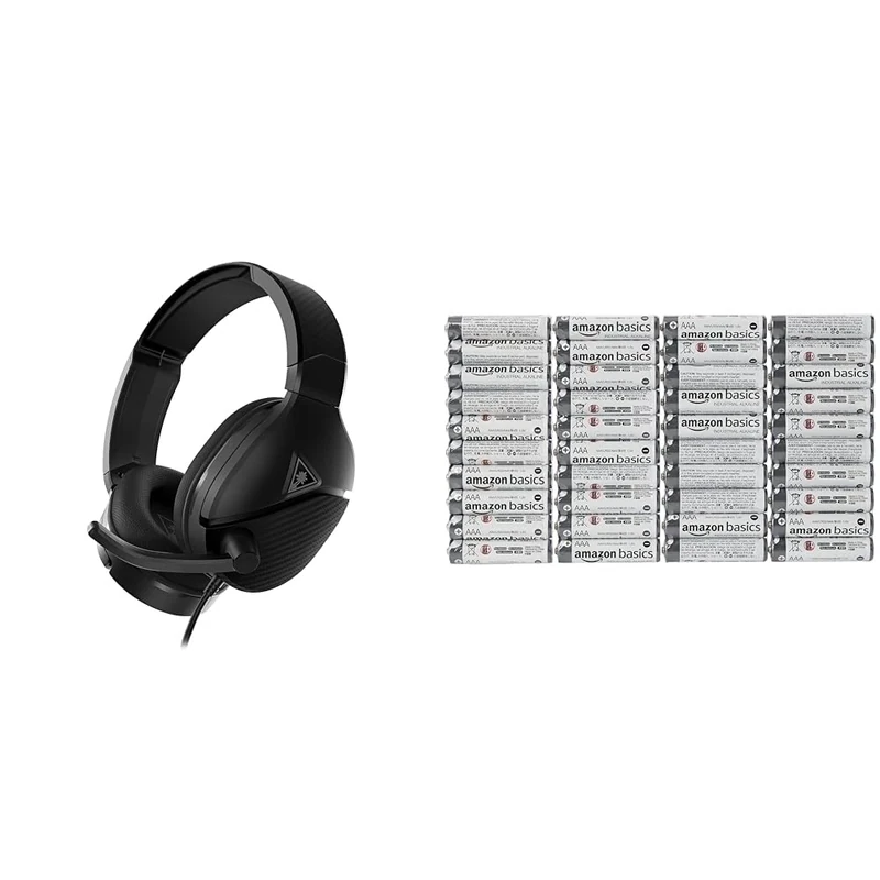 Turtle Beach Recon 200 Gen 2 Amplified Gaming Headset - PS4, PS5, Xbox Series X|S One, Nintendo Switch & PC & Amazon Basics AAA Alkaline Batteries, Industrial Triple A, 5-Year Shelf Life, 40-Pack