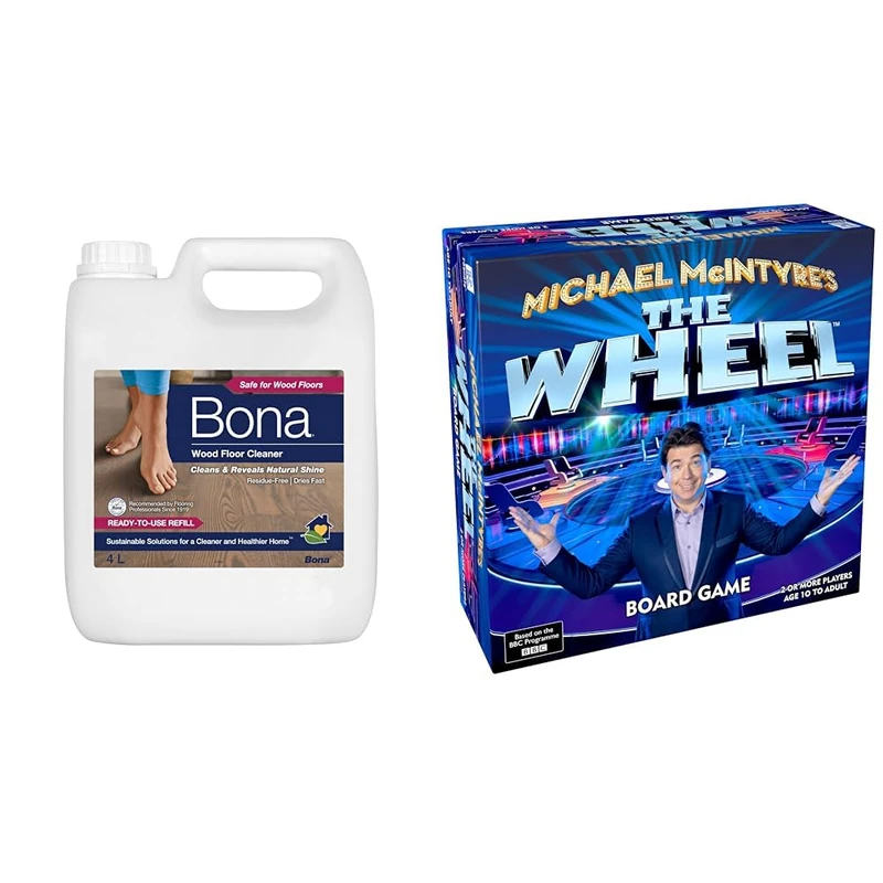 Bona Wood Floor Cleaner Liquid | Wooden Floor Cleaner | Robot Liquid | Suitable for Varnished or Hard-Waxed Wood Floors & Rascals Michael McIntyre's The Wheel Board Game,Multicolor,Large
