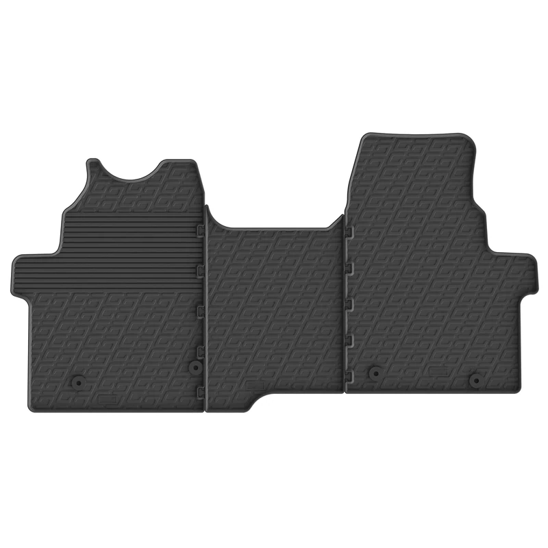 Gledring Rubber Mats Compatible with Ford Transit Custom Furgon 2023- (Manual, Seat/Sofa) & Volkswagen T7 Transporter 2024- (G Profile 3-Piece + Mounting Clips)