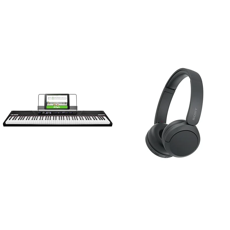 Alesis Recital 88 Key Digital Piano Keyboard for Beginners with Semi Weighted Keys & Sony WH-CH520 | Cuffie Wireless, Connessione Multipoint, con Microfono