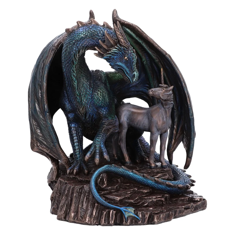 Nemesis Now Protector of Magick 17.5cm, Resin, Bronze, Lisa Parker Protector of Magick Figurine, Unicorn and Dragon Ornament, Exclusive Fantasy Artwork, Cast in the Finest Resin, Hand-Painted
