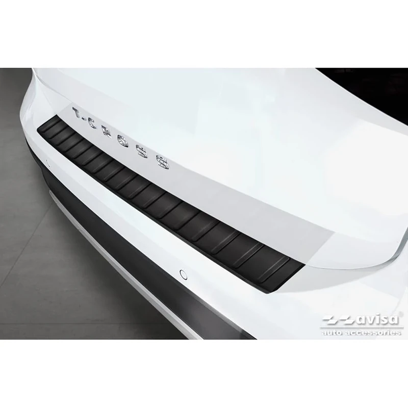 Avisa Matt Black Stainless Steel Rear bumper protector compatible with Volkswagen T-Cross 2019-2024 & FL 2024- 'Ribs'