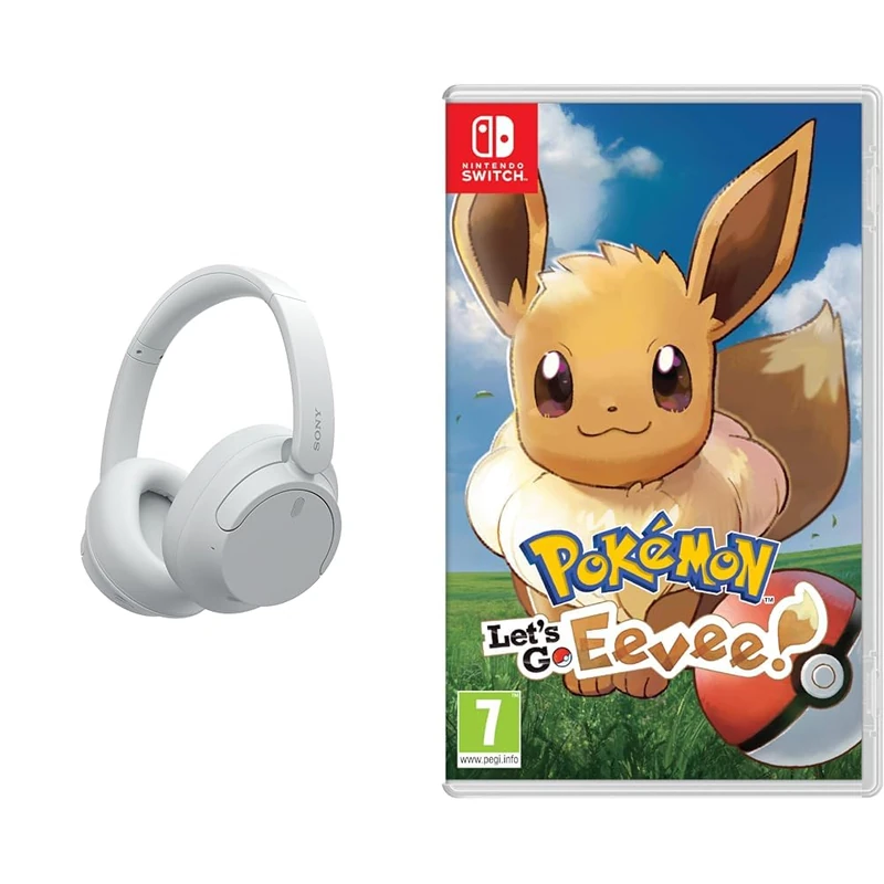 Sony WH-CH720N Noise Cancelling Wireless Bluetooth Headphones - Up to 35 hours battery life and Quick Charge - White & Pokémon: Let’s Go, Eevee! (Nintendo Switch)