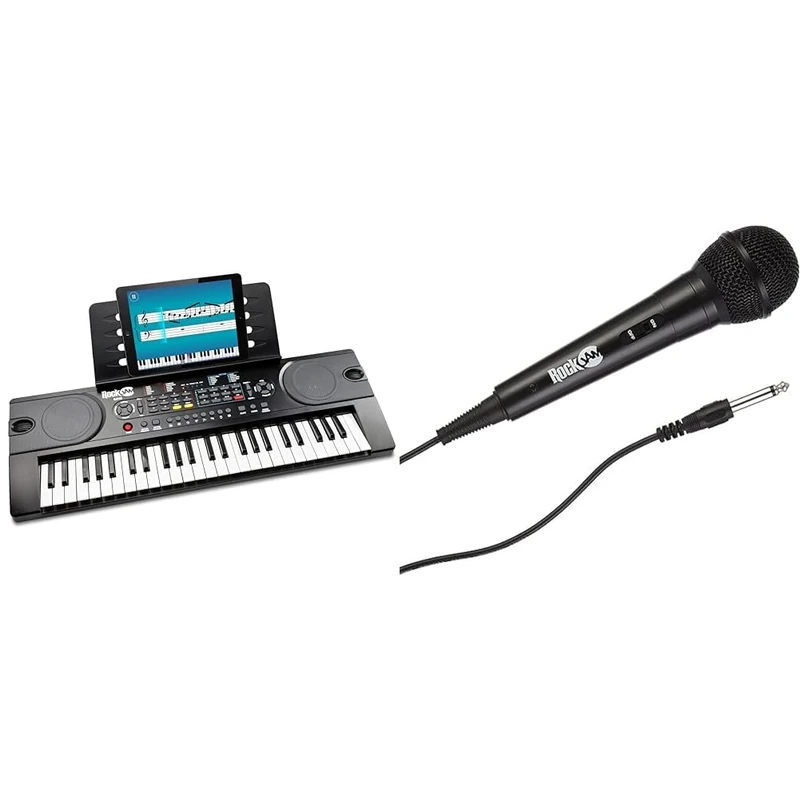 RockJam 49 Key Keyboard Piano with Power Supply, Sheet Music Stand & Karaoke Microfono cablato unidirezionale microfono dinamico unidirezionale con cavo
