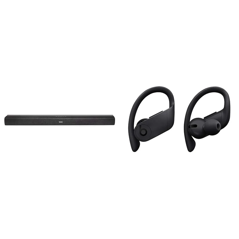 Denon DHT-S216 Soundbar for Surround Sound System, Bluetooth, with Built-in Subwoofers & Beats Powerbeats Pro Wireless Earphones - Apple H1 Headphone Chip, Class 1 Bluetooth - Image 1