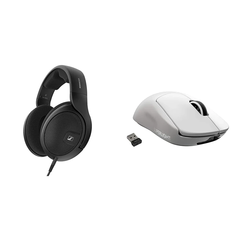 Sennheiser HD 560S, Open back reference-grade headphones for audio enthusiasts, Over Ear, Black & Logitech G PRO X SUPERLIGHT Wireless Gaming Mouse, HERO 25K Sensor, Ultra-light with 63g