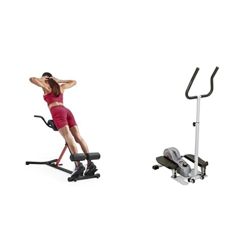 Bundle of Sunny Health & Fitness Hyperextension Roman Chair Ab Workouts Sit Up Gym Bench SF-BH620062 + Sunny Health & Fitness Magnetic Underdesk/Standing Portable Elliptical Machine, SF-E3988