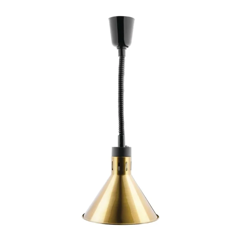 Buffalo 250W Conical Retractable Heat Shade, Gold Finish, Adjustable Cord length: 280-1520 mm, Heat Bulbs Sold Separately, Professional Installation Required, DY465